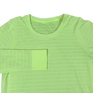 lululemon Women's Seamless Long Sleeve Top Neon Green Est 6 Athleisure Gym Run